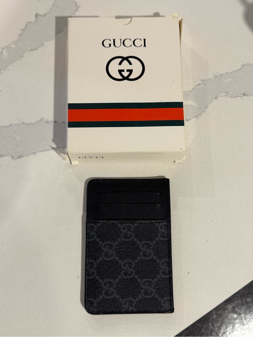 Gucci Black GG Supreme Card Case with Dark Gray Monogram